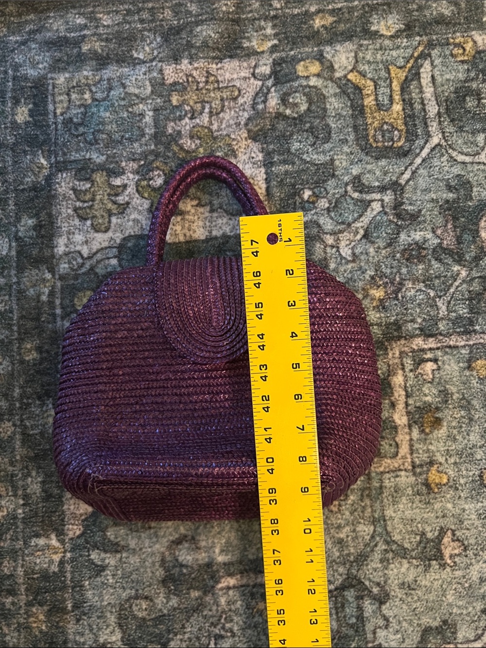 Handwoven Purple Straw Top-Handle Bag - Picture 2 of 3